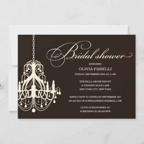 BLACK &amp; CREAM CHANDELIER | BRIDAL SHOWER INVITE