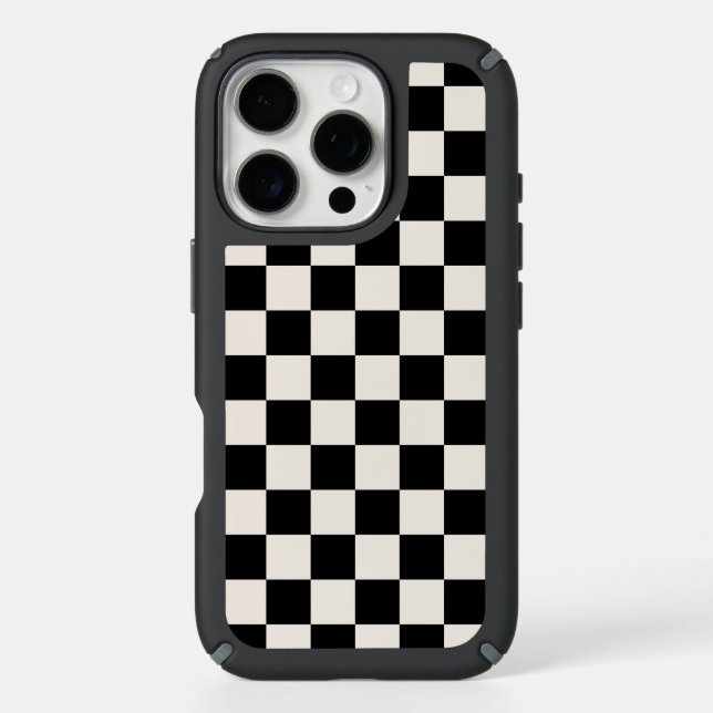 Black Cream Checkered Pattern Speck iPhone Case (Front)