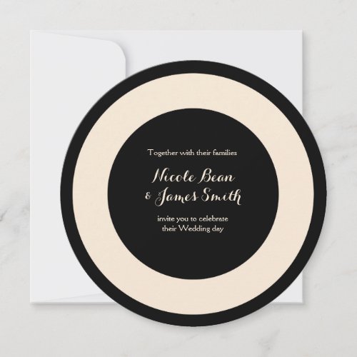 Black  Cream Chic Round Wedding Invitations