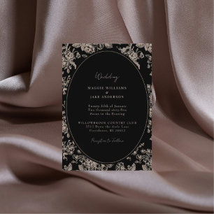 Black & Cream Chinoiserie Elegant Wedding Invitation