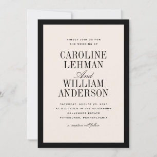 Black Cream Classic Elegant Wedding  Invitation