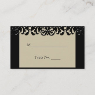 Black Cream Floral Embossed Wedding Place Cards