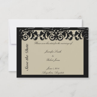Black Cream Floral Embossed Wedding Save the Date