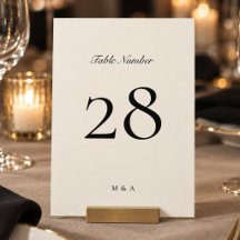 Black & Cream Formal 5 x 7 Wedding Table Number