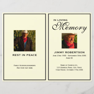 Black & Cream Funeral Order of Service Program