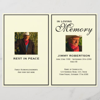 Black & Cream Funeral Order of Service Program