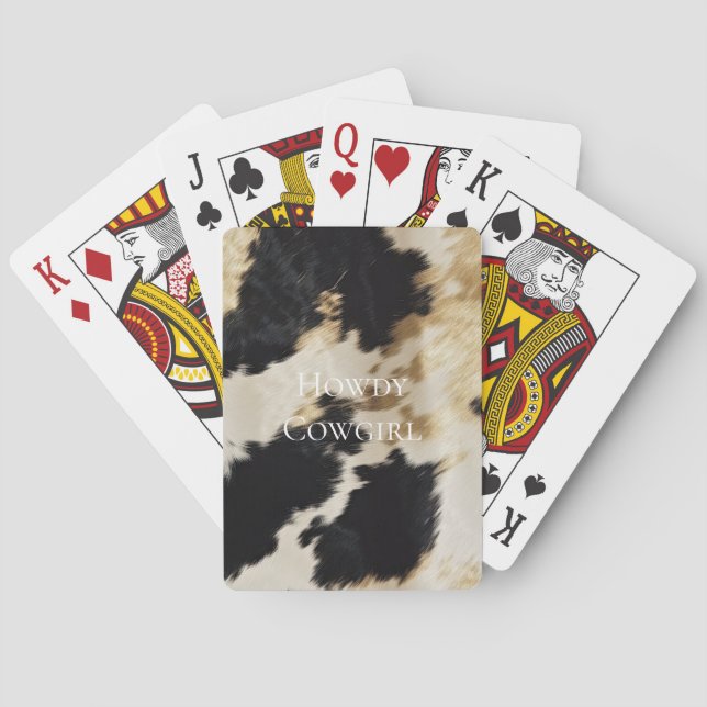 Black Cream Gold Western Cowhide Poker Cards (Back)