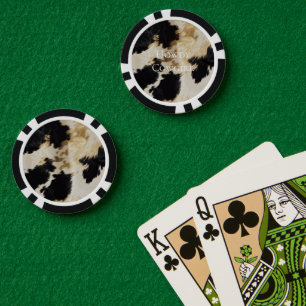 Black Cream Gold Western Cowhide Poker Chips
