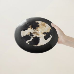 Black Cream Gold Western Cowhide Wham-O Frisbee