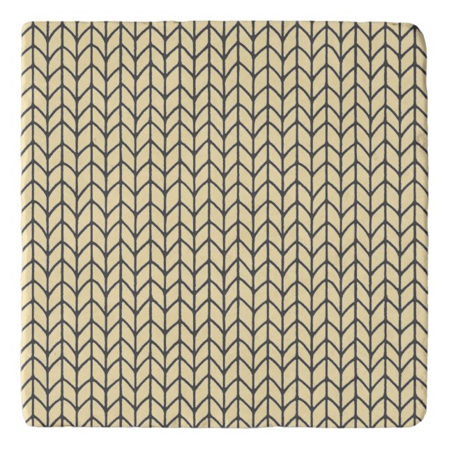 BLACK CREAM KNIT Marble Stone Trivet (Front)