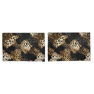 Black Cream Leopard Animal abstract Pillow Case
