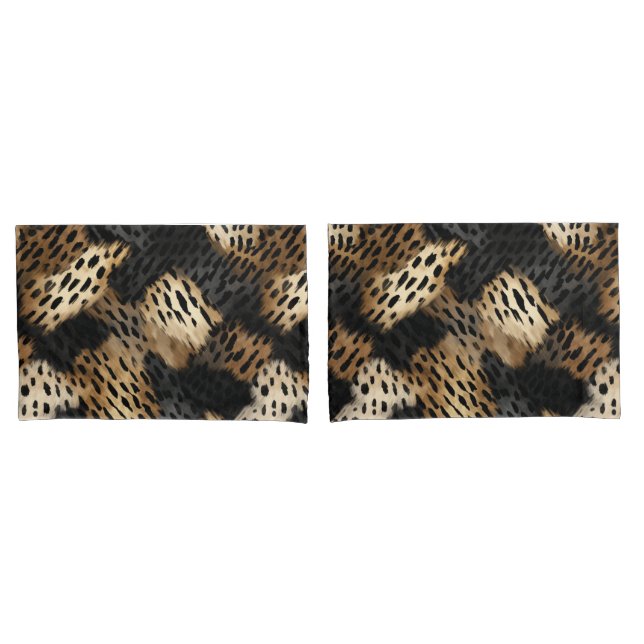 Black Cream Leopard Animal abstract Pillow Case (Front-Set)