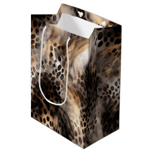 Black Cream Leopard Animal Birthday Medium Gift Bag