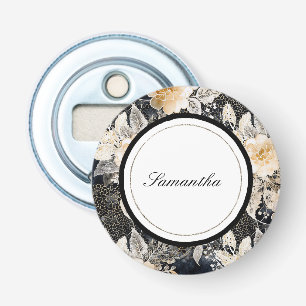 Black Cream Leopard Animal Floral   Bottle Opener