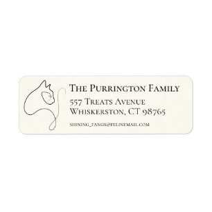 Black & Cream Minimalist Cat Return Address Label