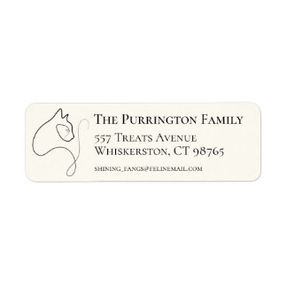 Black & Cream Minimalist Cat Return Address Label