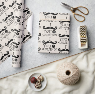Black Cream Mustache Humor Wrapping Paper
