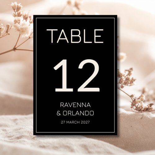 Black Cream Old Money Formal Wedding Table Number