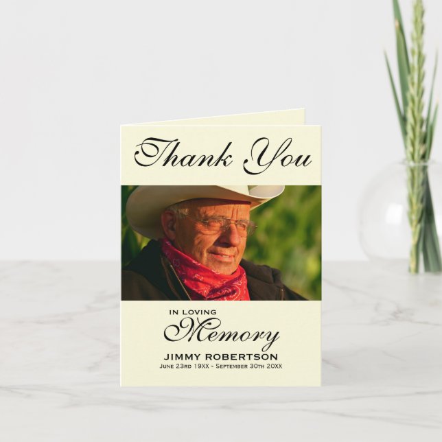 Black & Cream Photo Sympathy Thank You (Front)