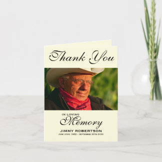 Black & Cream Photo Sympathy Thank You Card