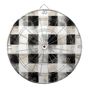 Black Cream Plaid Stripes Dart Board