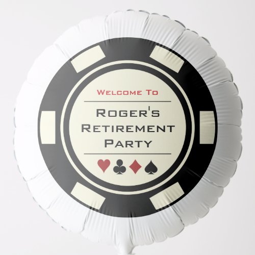 Black Cream Poker Chip Welcome Retirement Party  Balloon