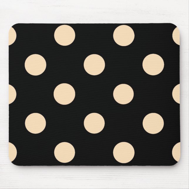 Black Cream Polka Dots Mouse Pad (Front)