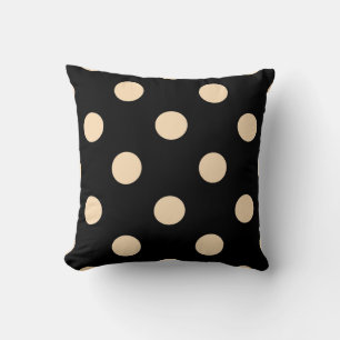 Black Cream Polka Dots Reversible Throw Pillow
