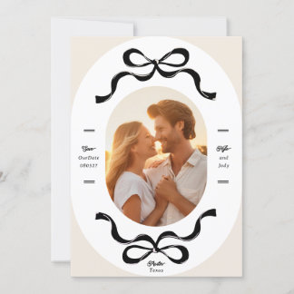 Black Cream RIBBONS & Bows Photo Wedding Save The Date