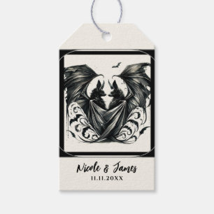 Black Cream Silver Gothic Love Bats Wedding Gift Tags