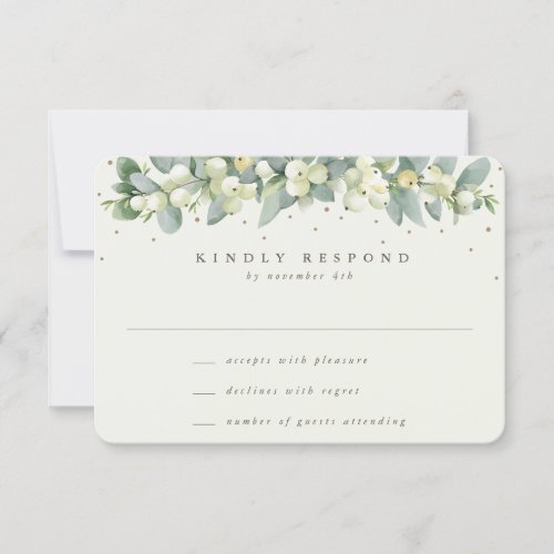 BlackCream SnowberryEucalyptus Garland Wedding RSVP Card