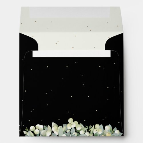 BlackCream SnowberryEucalyptus Wedding Square Envelope