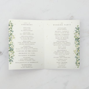 Black/Cream Snowberry+Eucalyptus Winter Wedding Program
