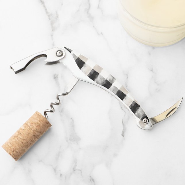 Black Cream Squares Waiter's Corkscrew (Front)