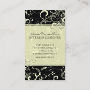 Black cream swirls business cards