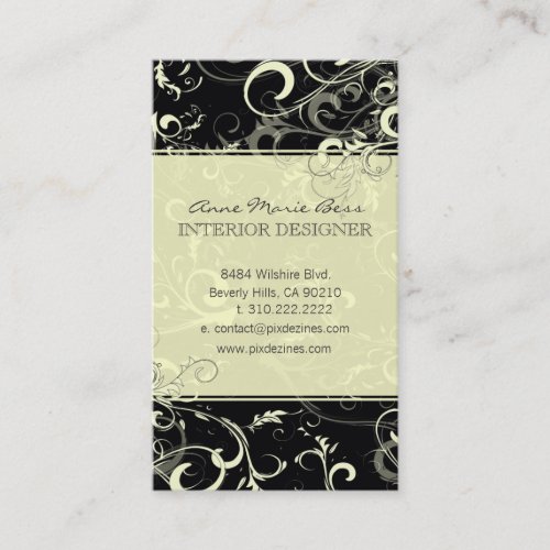 Black cream swirls  business cards