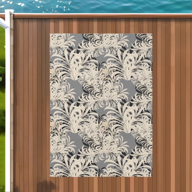 Black Cream Tall Grasses on Steel Gray Outdoor Rug (Insitu (Outdoor 2))
