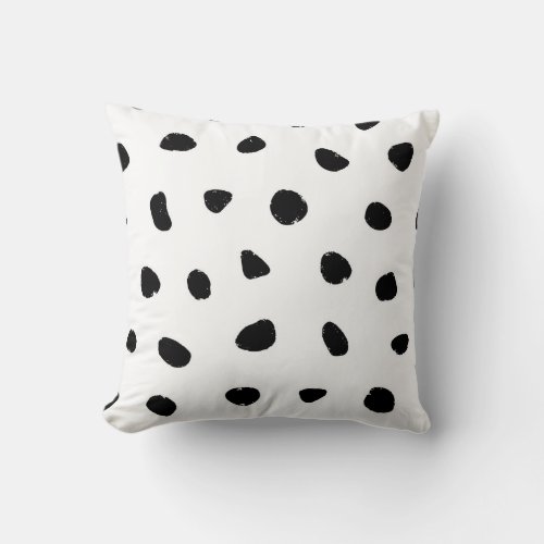 Black Cream Throw Pillow Boho Design Brushstroke