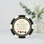 Black Cream Vegas Wedding Save The Date Poker Chip Invitation (Standing Front)