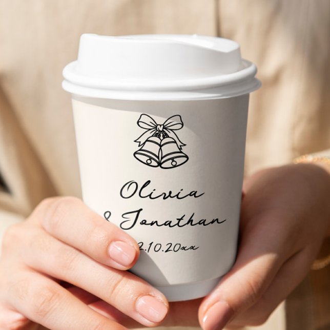 Black & Cream Whimsical Hand Drawn Wedding Coffee Paper Cups (Creator Uploaded)