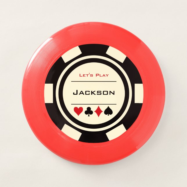 Black Cream White Casino Poker Chip Custom Wham-O Frisbee (Front)