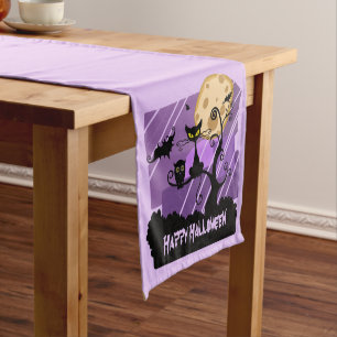 Black Creatures Halloween Short Table Runner