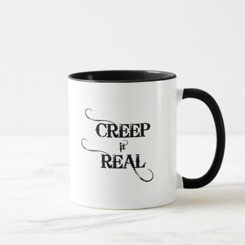 Black Creep It Real Typography Halloween Quote Mug