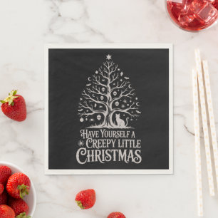 Black Creepy Gothic Christmas Tree Napkins