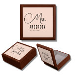 black & creme classic Wooden Jewelry Keepsake Box<br><div class="desc">The design shows an elegant minimalist jewelry keepsake box in black and creme. A beautiful unique "mrs" text in whimsical calligraphy at the top and a customizable surname and date at the bottom. The design is extremely unique and classic and will be an elegant item to give any bride or...</div>