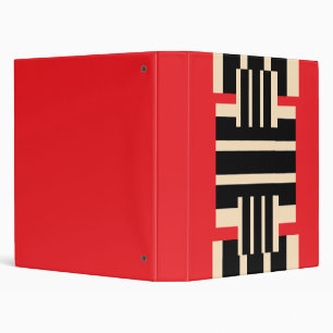 Black Creme Red Broad Stripe Geo 3 Ring Binder