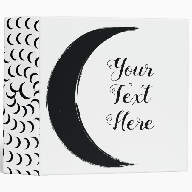 Black Crescent Dark Moon Astrology 3 Ring Binder (Front/Spine)