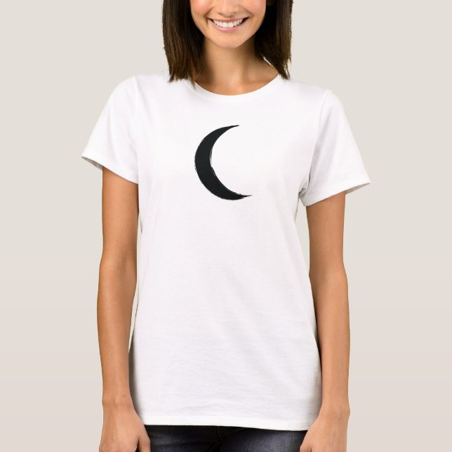 Black Crescent Magic Dark Moon Astrology T-Shirt (Front)