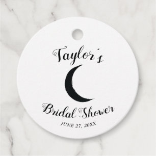 Black Crescent Moon Astrology Bridal Shower Favor Tags
