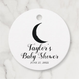 Black Crescent Moon Astrology Zodiac Baby Shower Favor Tags
